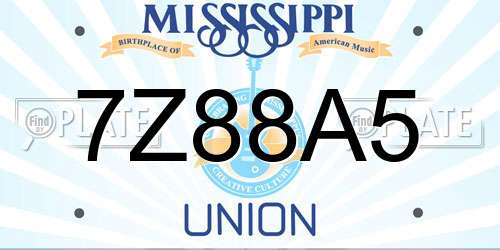 7Z88A5 Mississippi License Plate
