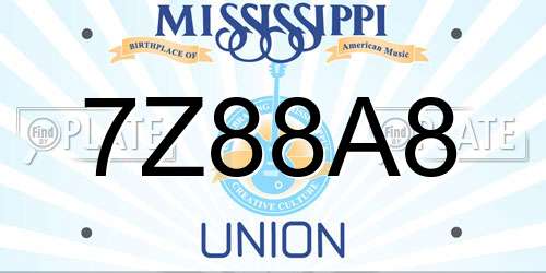 7Z88A8 Mississippi License Plate