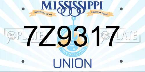7Z9317 Mississippi License Plate
