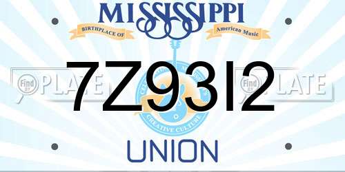 7Z93I2 Mississippi License Plate