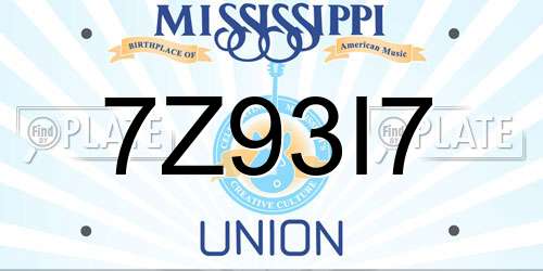 7Z93I7 Mississippi License Plate