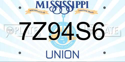 7Z94S6 Mississippi License Plate