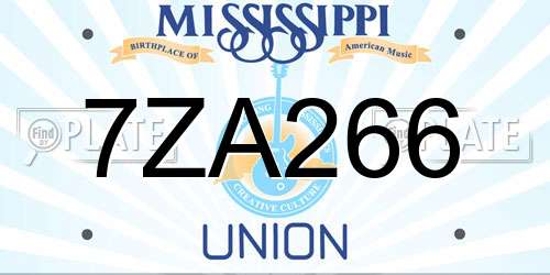 7ZA266 Mississippi License Plate