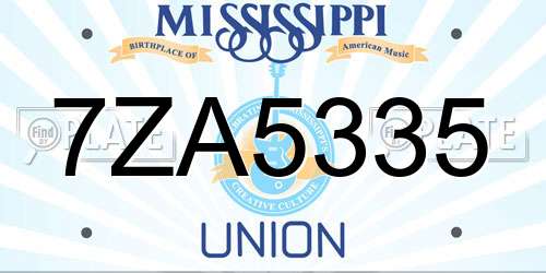 7ZA5335 Mississippi License Plate
