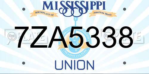 7ZA5338 Mississippi License Plate