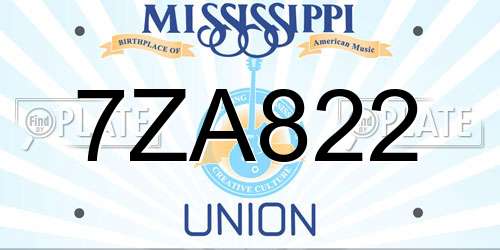 7ZA822 Mississippi License Plate
