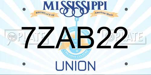 7ZAB22 Mississippi License Plate