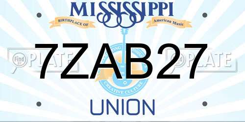 7ZAB27 Mississippi License Plate