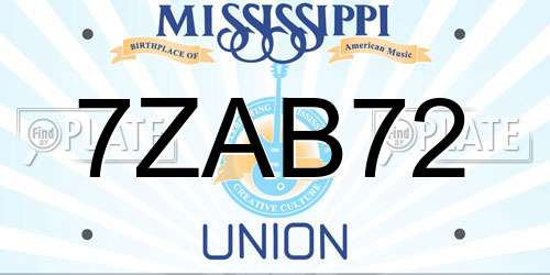 7ZAB72 Mississippi License Plate