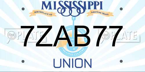 7ZAB77 Mississippi License Plate