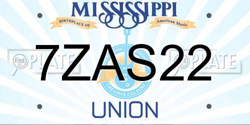 7ZAS22 Mississippi License Plate