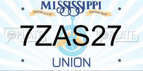 7ZAS27 Mississippi License Plate