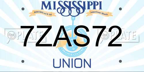 7ZAS72 Mississippi License Plate
