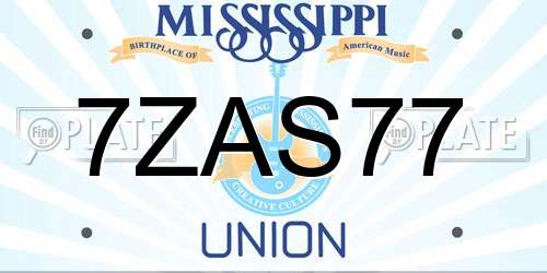 7ZAS77 Mississippi License Plate