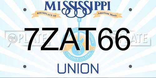 7ZAT66 Mississippi License Plate