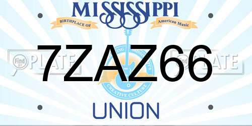 7ZAZ66 Mississippi License Plate