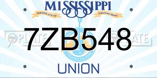 7ZB548 Mississippi License Plate