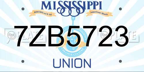 7ZB5723 Mississippi License Plate