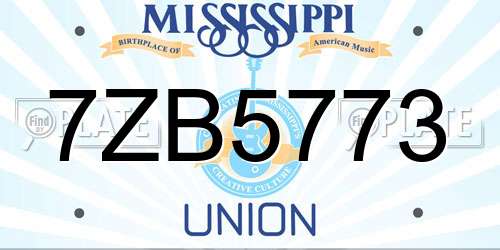 7ZB5773 Mississippi License Plate