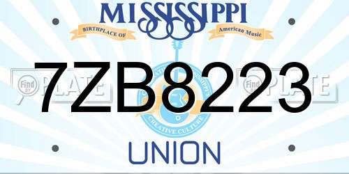 7ZB8223 Mississippi License Plate