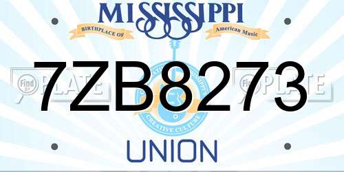 7ZB8273 Mississippi License Plate