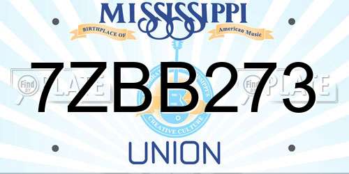 7ZBB273 Mississippi License Plate
