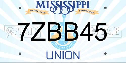 7ZBB45 Mississippi License Plate