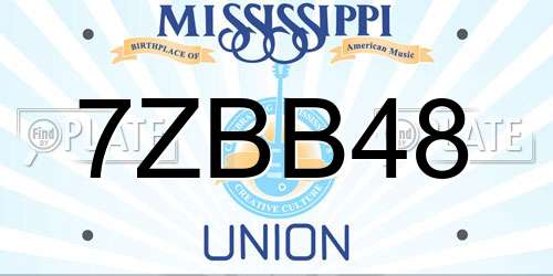 7ZBB48 Mississippi License Plate