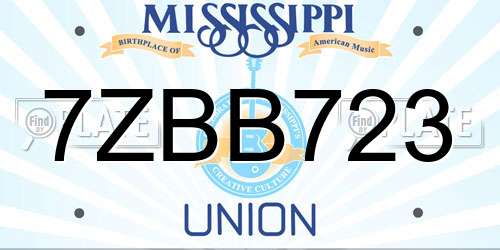 7ZBB723 Mississippi License Plate