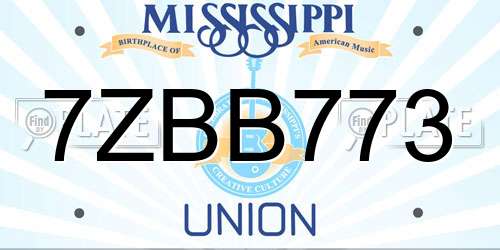 7ZBB773 Mississippi License Plate