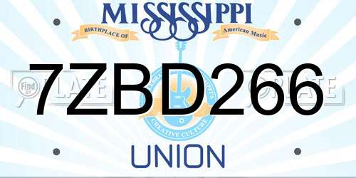 7ZBD266 Mississippi License Plate