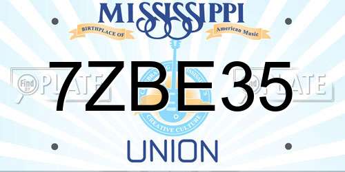 7ZBE35 Mississippi License Plate
