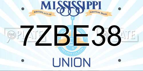 7ZBE38 Mississippi License Plate