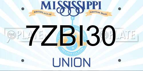 7ZBI30 Mississippi License Plate