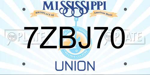 7ZBJ70 Mississippi License Plate