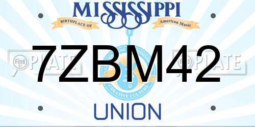 7ZBM42 Mississippi License Plate