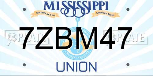 7ZBM47 Mississippi License Plate