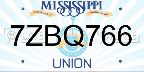 7ZBQ766 Mississippi License Plate
