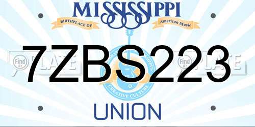 7ZBS223 Mississippi License Plate