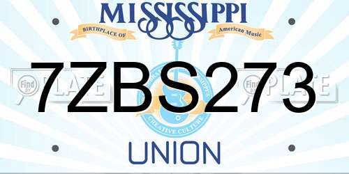 7ZBS273 Mississippi License Plate