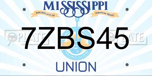 7ZBS45 Mississippi License Plate