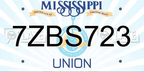 7ZBS723 Mississippi License Plate
