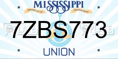 7ZBS773 Mississippi License Plate