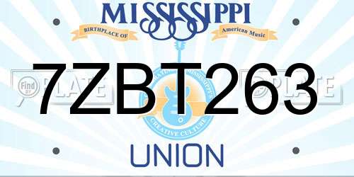 7ZBT263 Mississippi License Plate