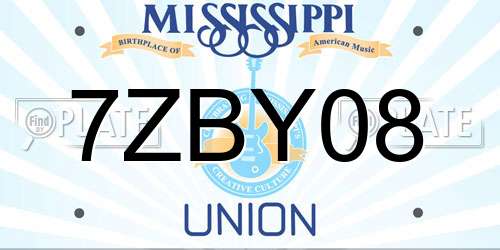 7ZBY08 Mississippi License Plate