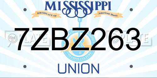 7ZBZ263 Mississippi License Plate
