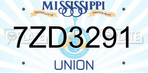 7ZD3291 Mississippi License Plate