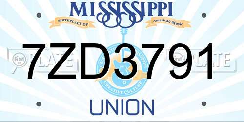 7ZD3791 Mississippi License Plate