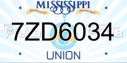 7ZD6034 Mississippi License Plate