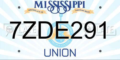 7ZDE291 Mississippi License Plate